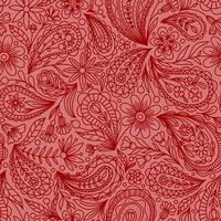 PINK VECTOR SEAMLESS BACKGROUND WITH RED PAISLEY CONTOUR PATTERN