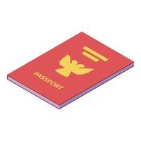 International passport icon, isometric style vector