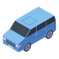 icono de mini van de viaje, estilo isométrico vector
