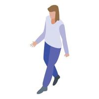 icono de mujer caminando al aire libre, estilo isométrico vector