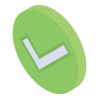 Approved green sign icon, isometric style vector