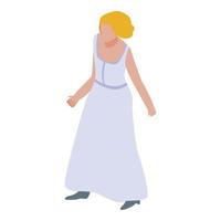 Romantic bride icon, isometric style vector