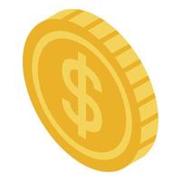 Dollar coin icon, isometric style vector