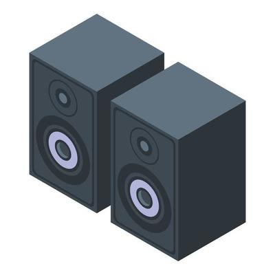 Musical speaker icon, isometric style