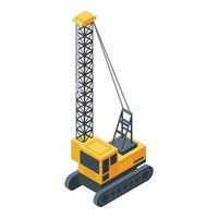 High excavator crane icon, isometric style vector