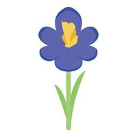 Blue flower icon, isometric style vector