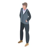 Man ready to quest icon, isometric style vector