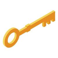 icono de llave dorada de búsqueda, estilo isométrico vector
