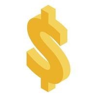 Dollar sign icon, isometric style vector