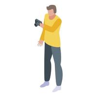 Man with camera icon, isometric style vector