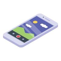 Camera smartphone icon, isometric style vector