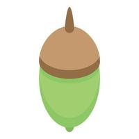 Green acorn icon, isometric style vector