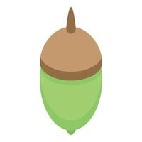 Green acorn icon, isometric style vector