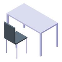 Office table chair icon, isometric style vector