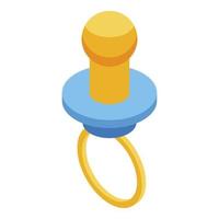 Baby pacifier icon, isometric style vector