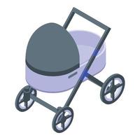 Baby pram icon, isometric style vector