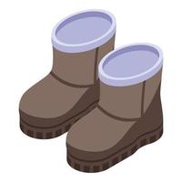 Leather ugg boots icon, isometric style vector