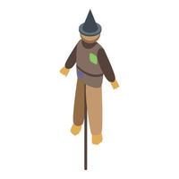 Funny scarecrow icon, isometric style vector