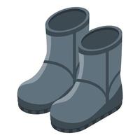 Black ugg boots icon, isometric style vector