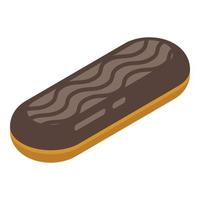 icono de eclair de chocolate, estilo isométrico vector