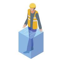Rescue man flood icon, isometric style vector