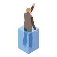 Man in flood need help icon, isometric style vector