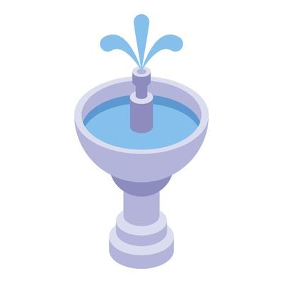 Garden fountain icon, isometric style