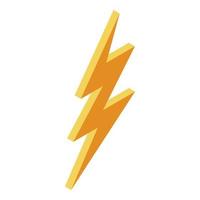 Yellow thunder arrow icon, isometric style vector