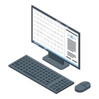 Cardiologist computer icon, isometric style vector