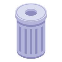 Subway garbage bin icon, isometric style vector