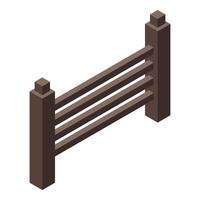 Wooden fence icon, isometric style vector