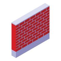 Brick fence icon, isometric style vector