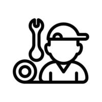 mechanic icon. Workshop illustration. Alone mechanic repairman outline icon suitable for website users, web developers, graphic designers on white background vector