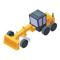 Construction grader machine icon, isometric style vector