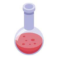 Red potion flask icon, isometric style vector