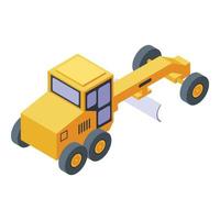 Heavy grader machine icon, isometric style vector