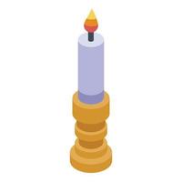 Magic burning candle icon, isometric style vector