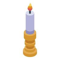 Magic burning candle icon, isometric style vector