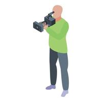 Media cameraman icon, isometric style vector