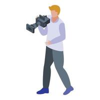 Broadcasting cameraman icon, isometric style vector