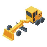 Hydraulic grader machine icon, isometric style vector