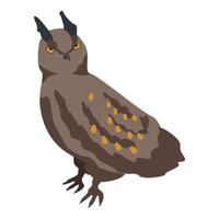 icono de búho salvaje, estilo isométrico vector