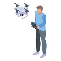 Video drone cameraman icon, isometric style vector