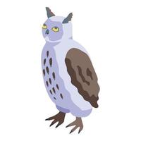 icono de búho del zoológico, estilo isométrico vector