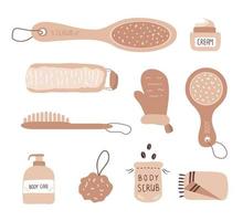 tratamiento anticelulítico. exfoliación de la piel con productos orgánicos. concepto de cuidado del cuerpo. vector