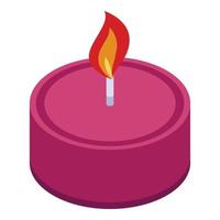 Lilac candle icon, isometric style vector