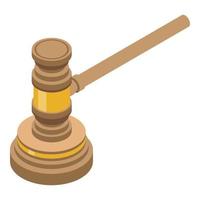 Gold judge gavel icon, isometric style vector