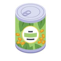 Corn tin can icon, isometric style vector