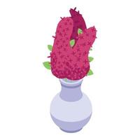 Lilac in vase icon, isometric style vector