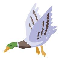 Flying wild duck icon, isometric style vector